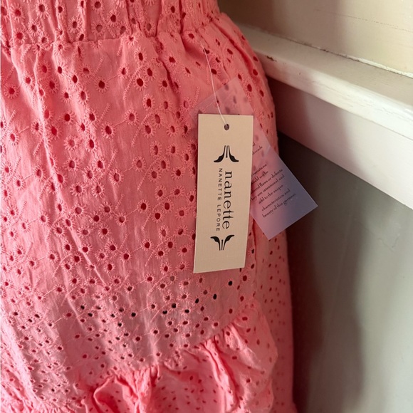 Nanette Lepore Coral Pink Flamingo Eyelet Ruffled Skirt NWT 78.00 - Picture 5 of 8